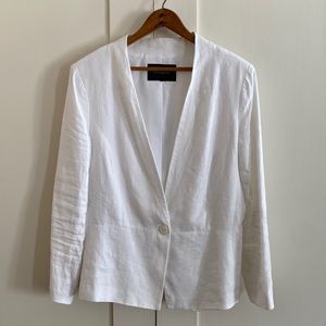 Banana Republic White Linen Blazer with Pearl Buttons